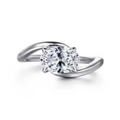 Delphi - 14K White Gold Bypass Oval Diamond Engagement Ring