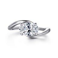 Delphi - 14K White Gold Bypass Oval Diamond Engagement Ring