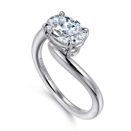 Delphi - 14K White Gold Bypass Oval Diamond Engagement Ring