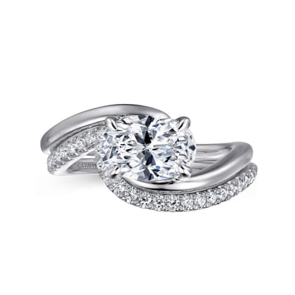 Delphi - 14K White Gold Bypass Oval Diamond Engagement Ring