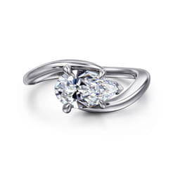 Delphi - 14K White Gold Bypass Pear Shape Diamond Engagement Ring