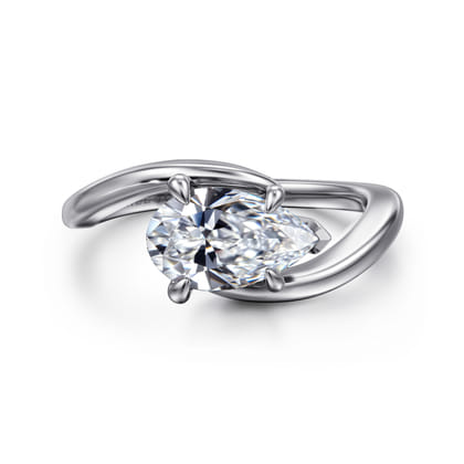 Delphi - 14K White Gold Bypass Pear Shape Diamond Engagement Ring