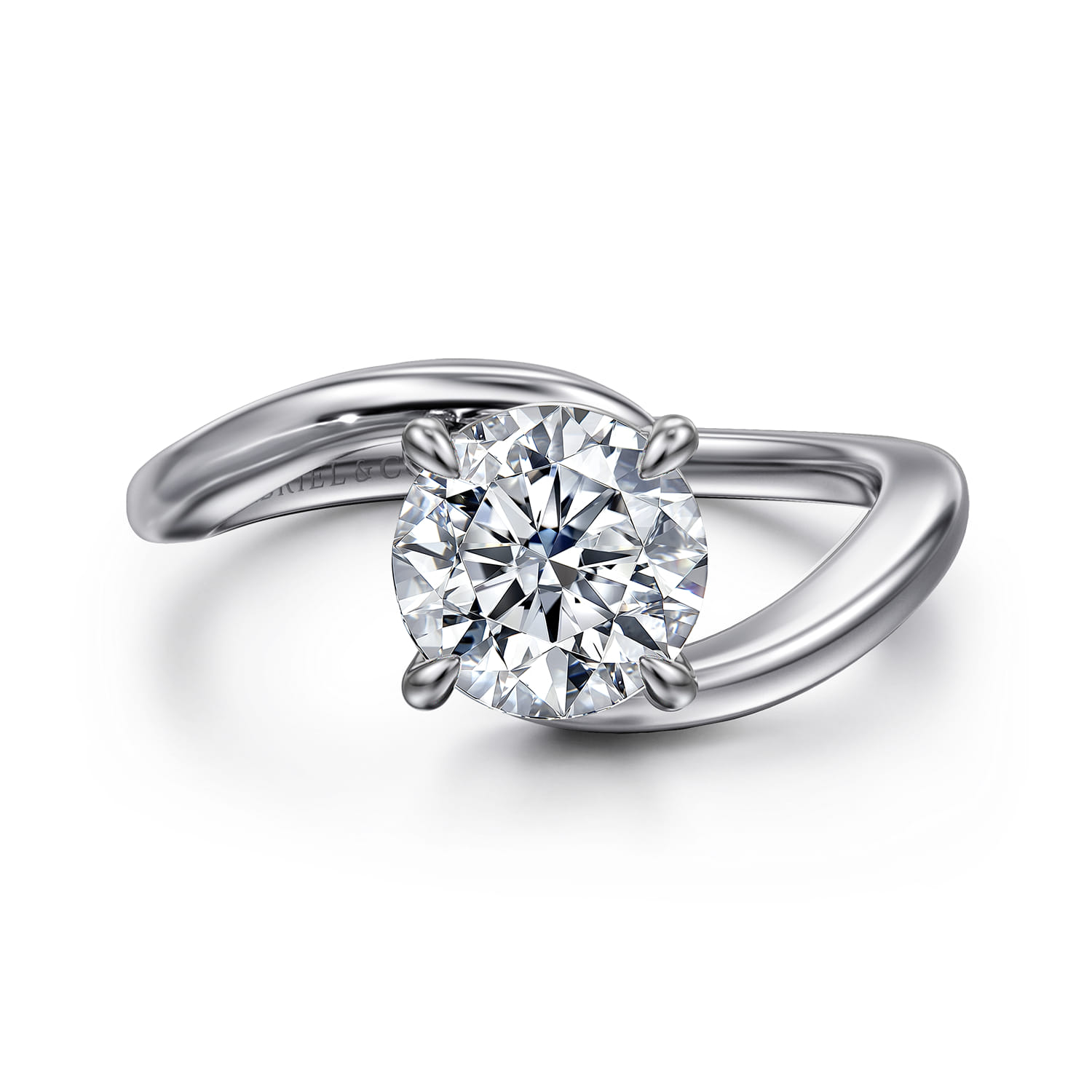 Delphi - 14K White Gold Bypass Round Diamond Engagement Ring