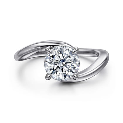 Delphi - 14K White Gold Bypass Round Diamond Engagement Ring