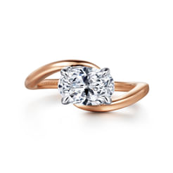 14K White-Rose Gold Bypass Oval Diamond Engagement Ring