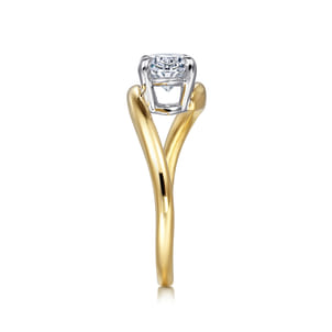 Delphi - 14K White-Yellow Gold Bypass Oval Diamond Engagement Ring