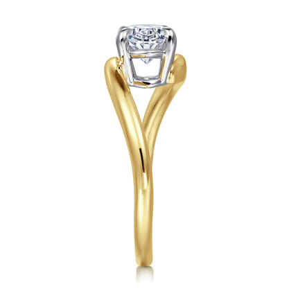 Delphi - 14K White-Yellow Gold Bypass Oval Diamond Engagement Ring