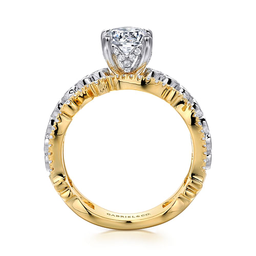 Delphine - 14K White-Yellow Gold Round Diamond Engagement Ring - 0.6 ct - Shot 2