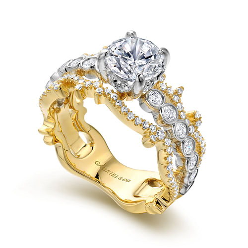 Delphine - 14K White-Yellow Gold Round Diamond Engagement Ring - 0.6 ct - Shot 3