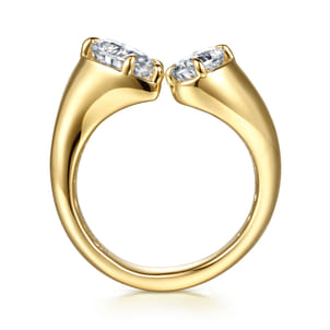 Delta - 14K Yellow Gold Toi et Moi Pear Shape Diamond Engagement Ring