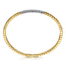 Demure - 14 Yellow Gold Chevron Cuff Bangle Bracelet with White Gold Diamond Pave Station - 0.35 ct