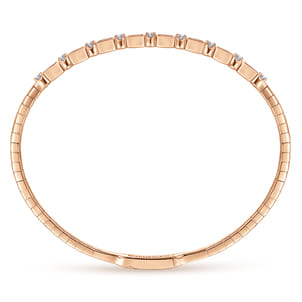 Demure - 14K Rose Gold Alternating Baguette and Round Diamond Bangle