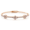 Demure - 14K Rose Gold Bangle with Quatrefoil Diamond Stations - 1 ct