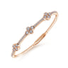 Demure - 14K Rose Gold Bangle with Quatrefoil Diamond Stations - 1 ct
