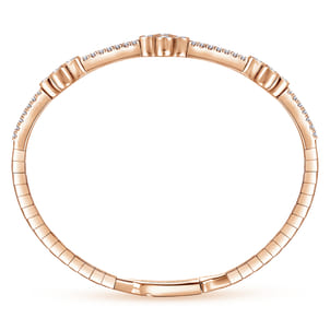 Demure - 14K Rose Gold Bangle with Quatrefoil Diamond Stations