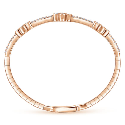Demure - 14K Rose Gold Bangle with Quatrefoil Diamond Stations