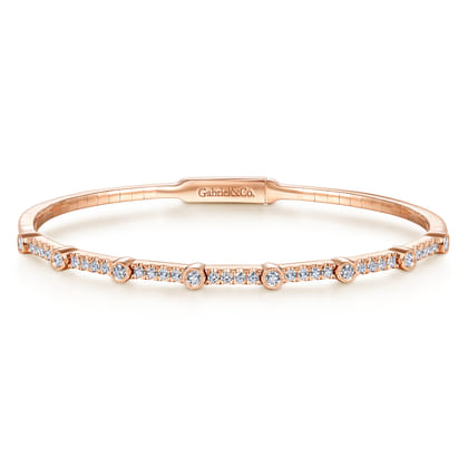 Demure - 14K Rose Gold Bezel Station Diamond Bangle