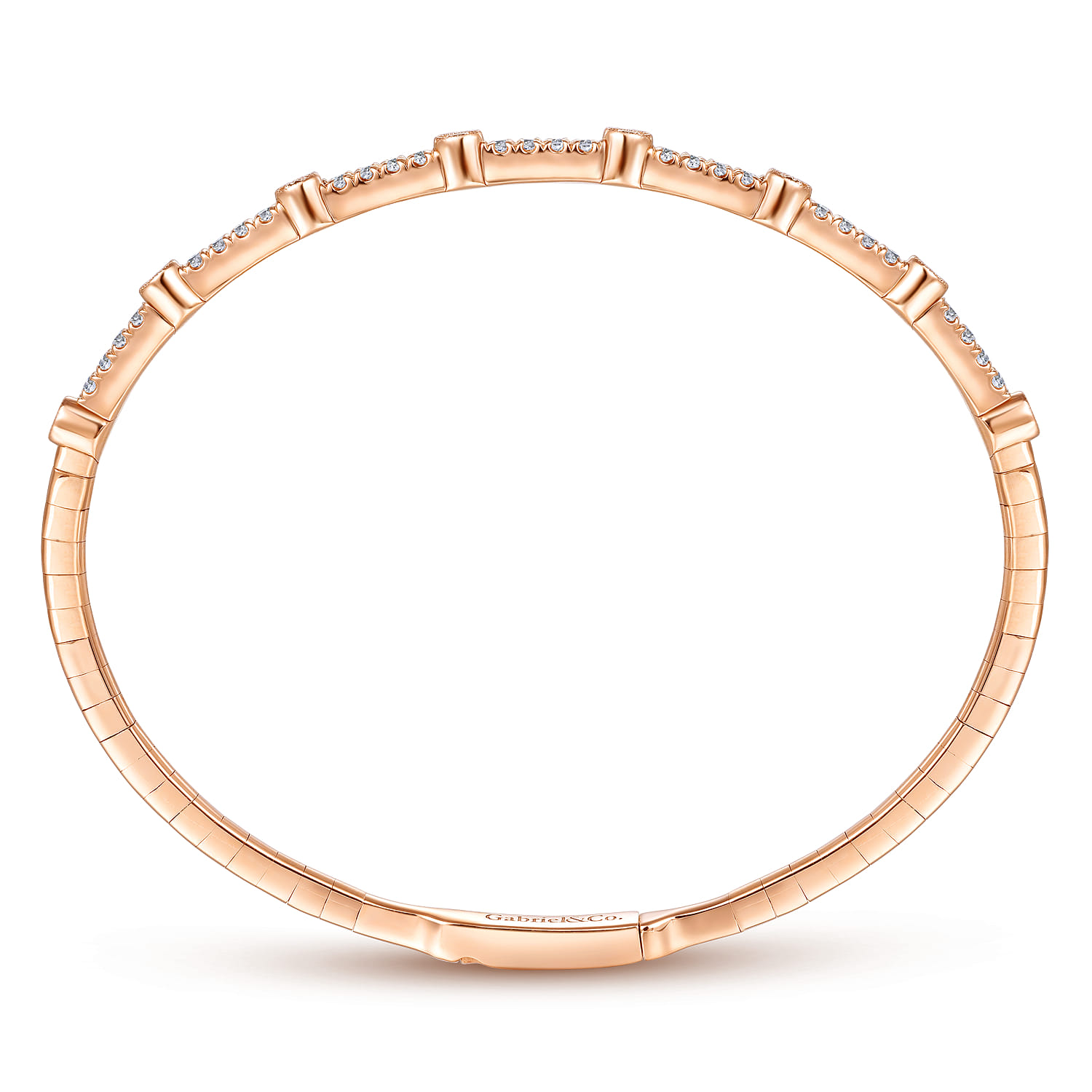 Demure - 14K Rose Gold Bezel Station Diamond Bangle - 0.55 ct - Shot 3