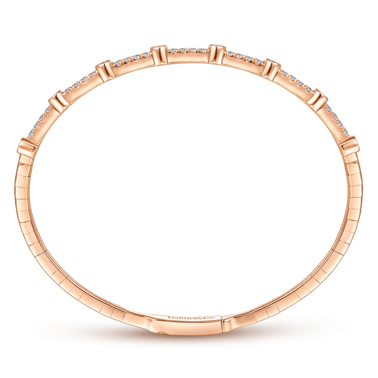 Demure - 14K Rose Gold Bezel Station Diamond Bangle - 0.55 ct - Shot 3