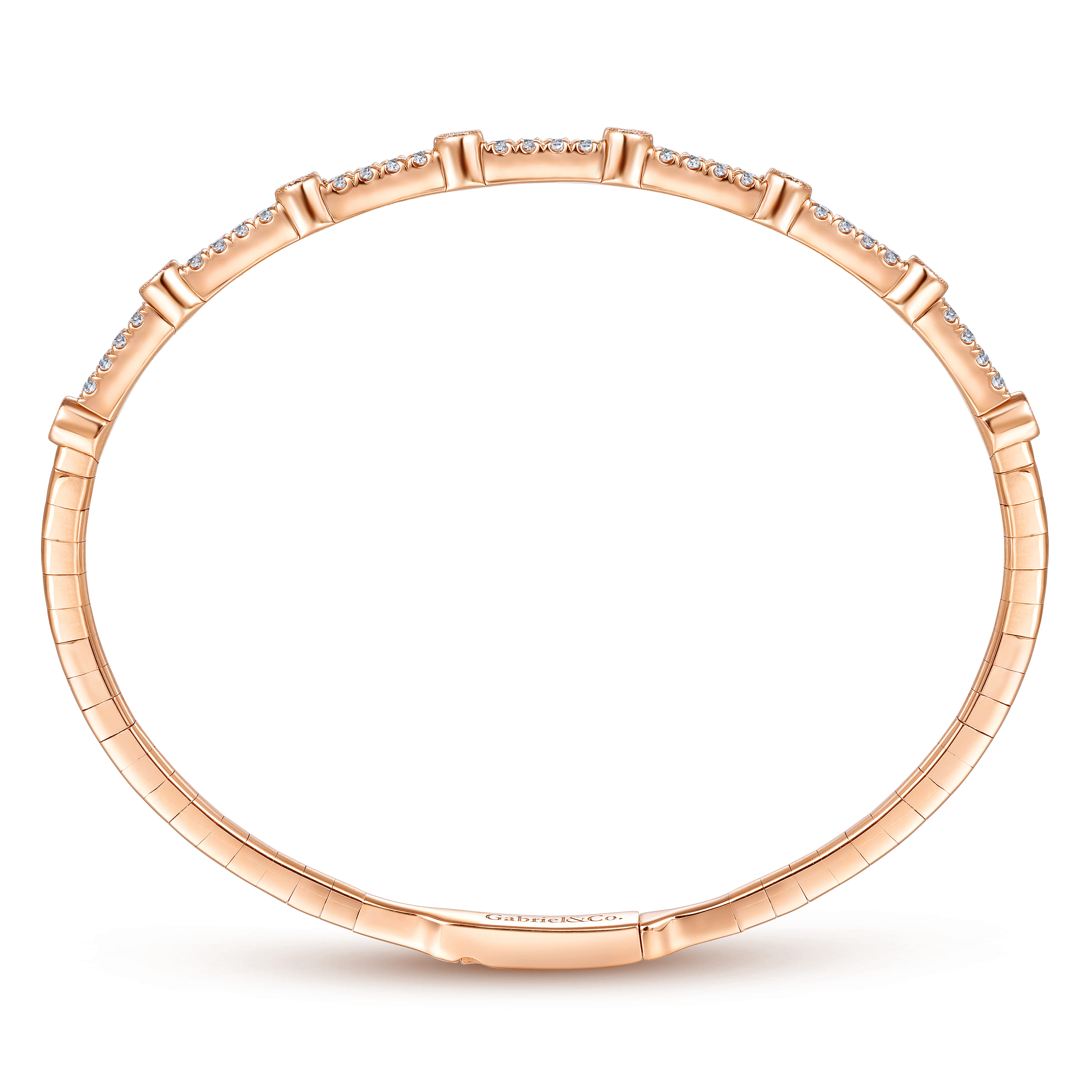 Demure - 14K Rose Gold Bezel Station Diamond Bangle - 0.55 ct - Shot 3