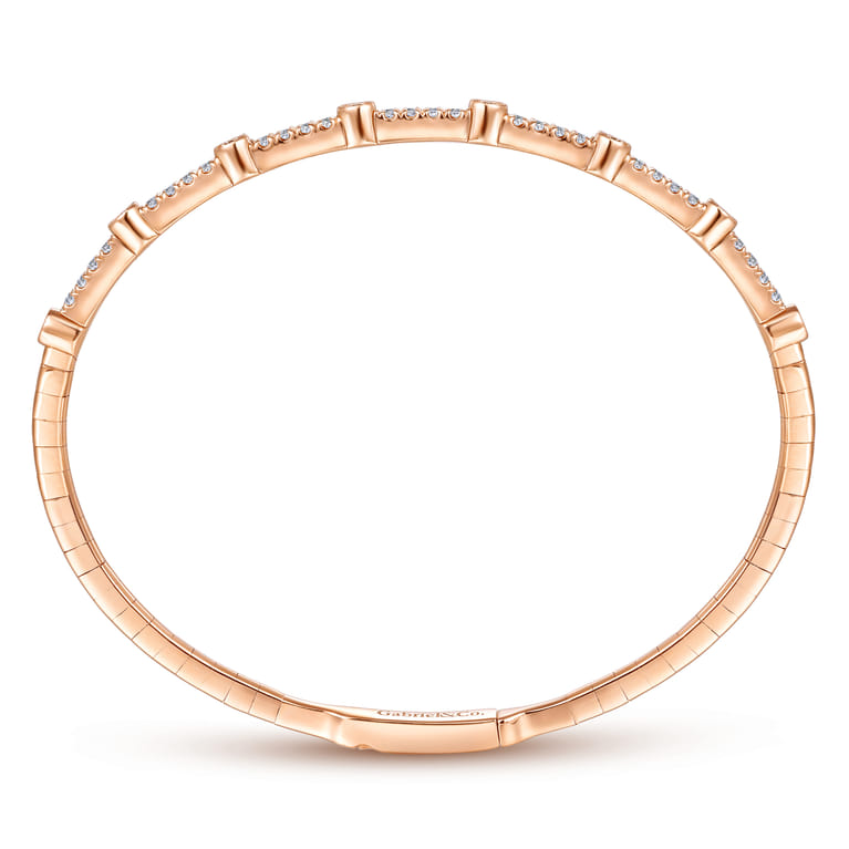 Demure - 14K Rose Gold Bezel Station Diamond Bangle - 0.55 ct - Shot 3