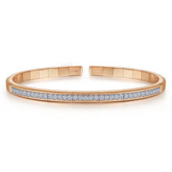 Demure - 14K Rose Gold Cuff Bracelet with Diamond Inner Channel