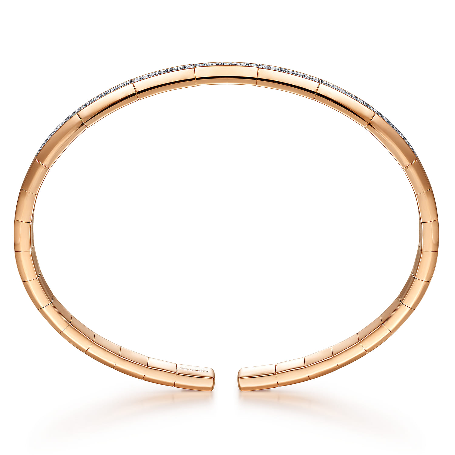 Demure - 14K Rose Gold Cuff Bracelet with Diamond Inner Channel - 0.6 ct - Shot 3