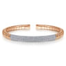 Demure - 14K Rose Gold Cuff Bracelet with Diamond Pave Station - 1.65 ct