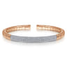 Demure - 14K Rose Gold Cuff Bracelet with Diamond Pave Station - 1.85 ct