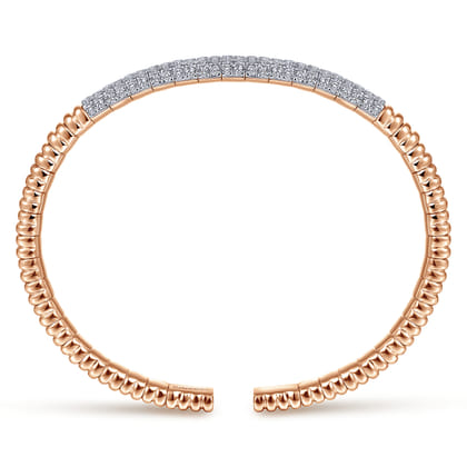 Demure - 14K Rose Gold Cuff Bracelet with Diamond Pave Station