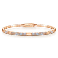Demure - 14K Rose Gold Diamond Bangle with Pyramid Rhombus Stations