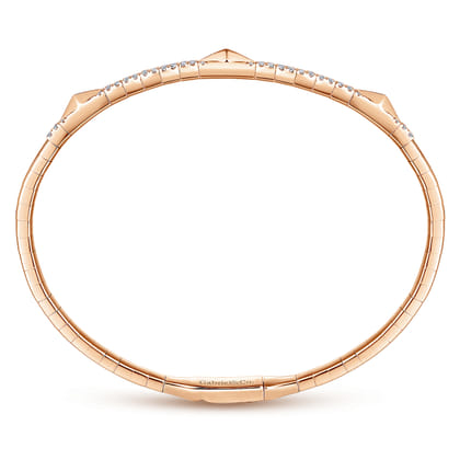 Demure - 14K Rose Gold Diamond Bangle with Pyramid Rhombus Stations