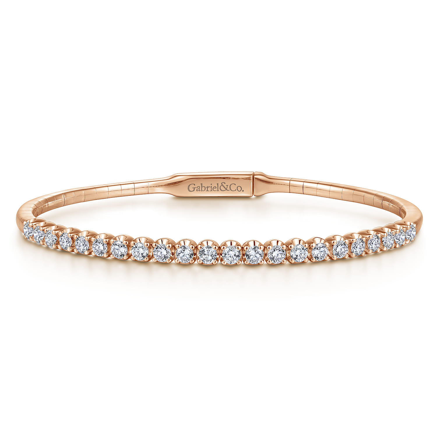Demure - 14K Rose Gold Diamond Bangle - 1.15 ct - Shot 1