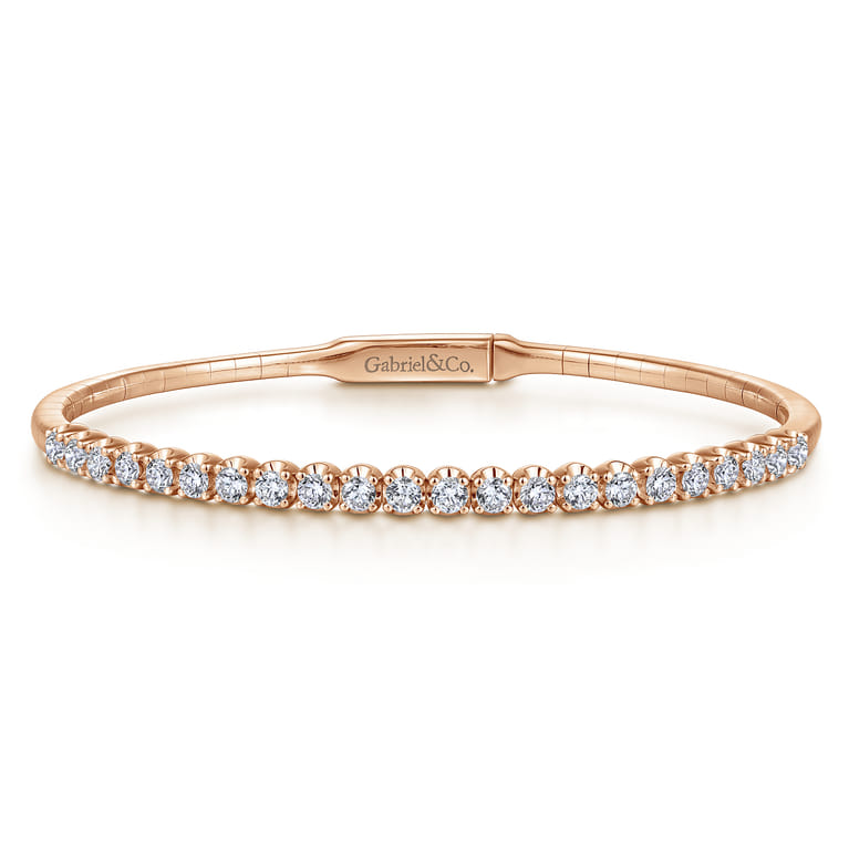 Demure - 14K Rose Gold Diamond Bangle - 1.15 ct - Shot 1