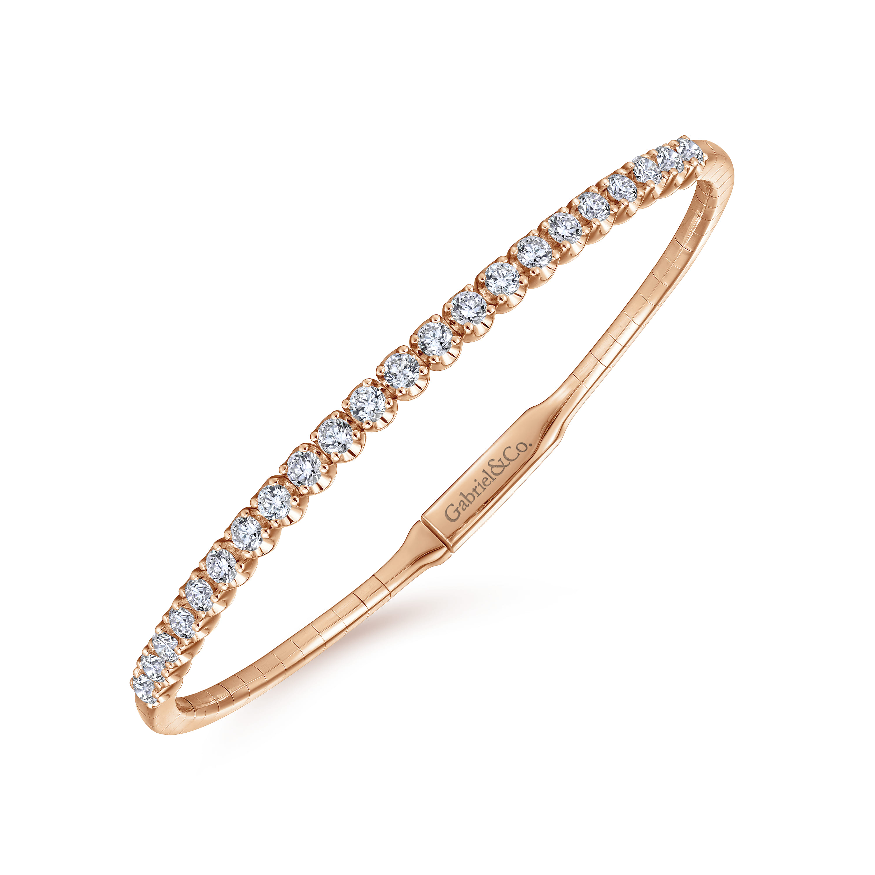 Demure - 14K Rose Gold Diamond Bangle - 1.15 ct - Shot 2