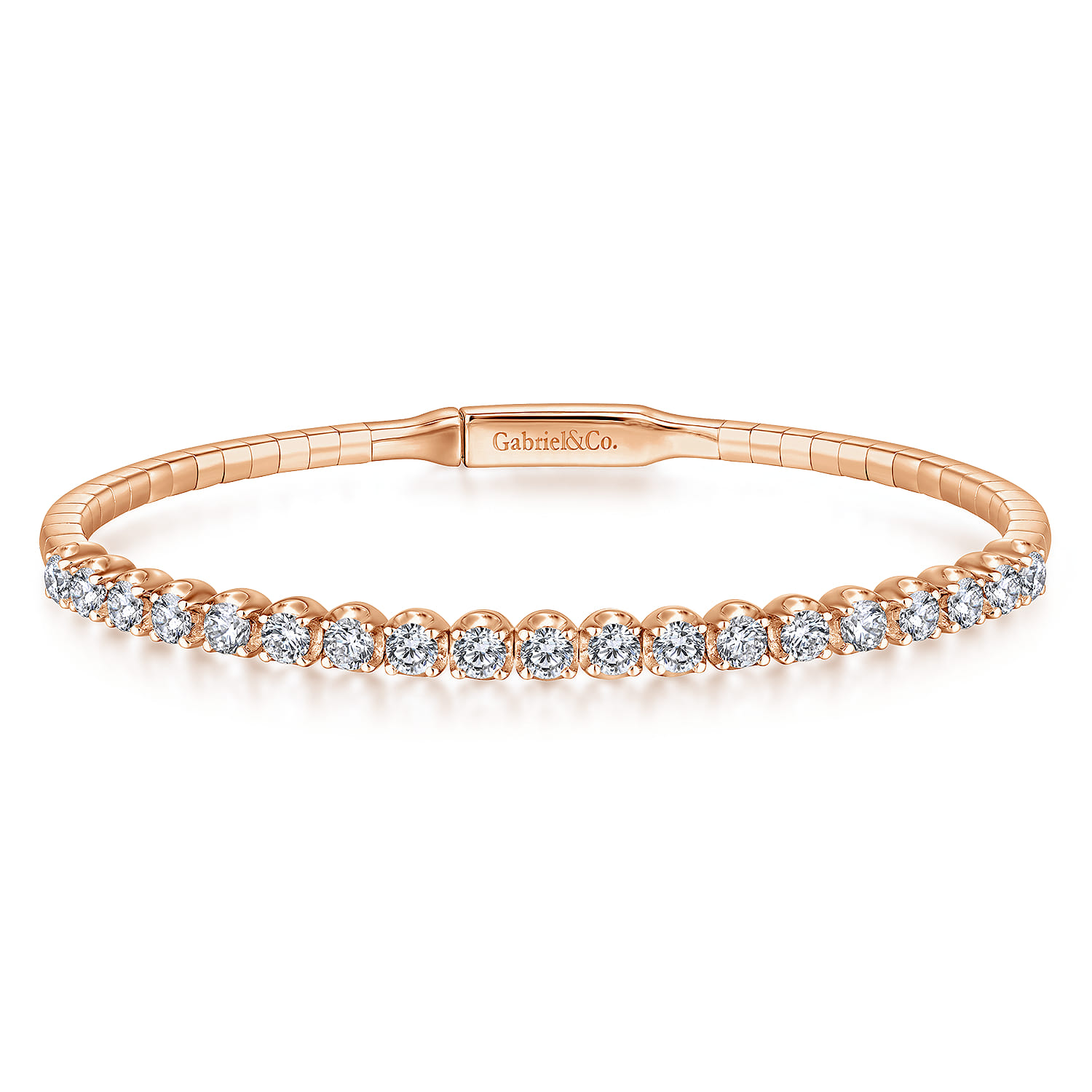 Demure - 14K Rose Gold Diamond Bangle - 1.5 ct - Shot 1