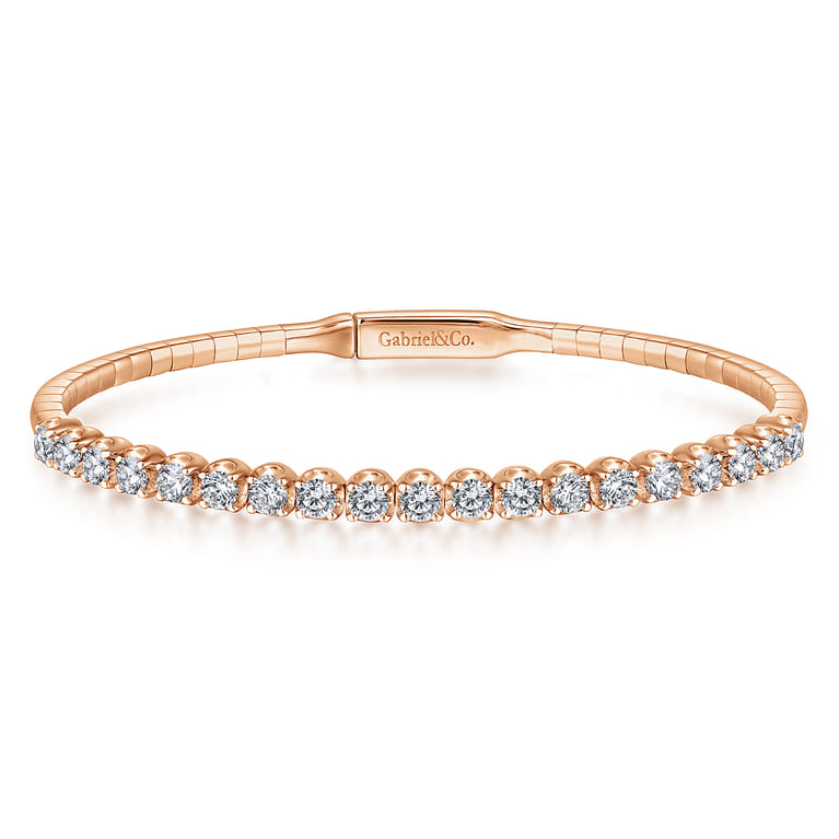 Demure - 14K Rose Gold Diamond Bangle - 1.5 ct - Shot 1