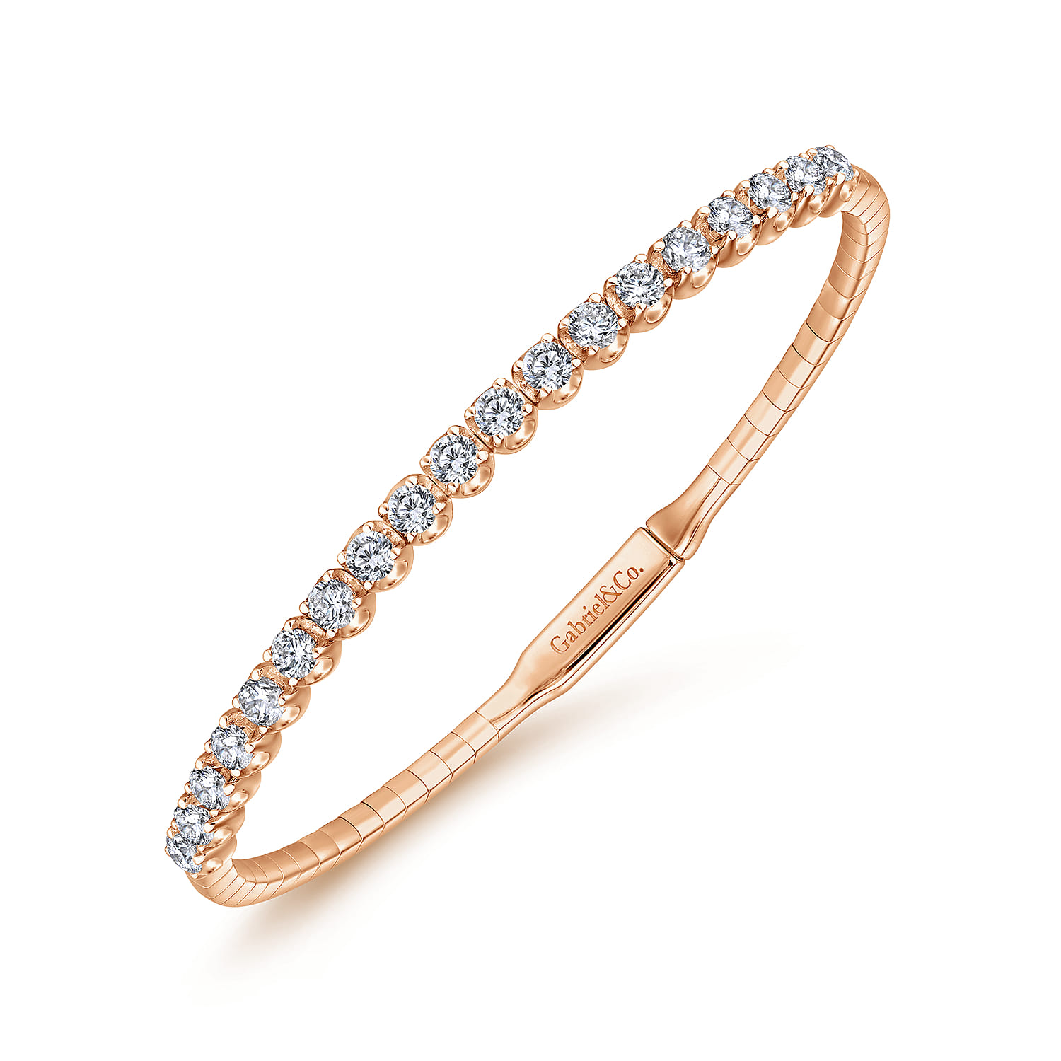 Demure - 14K Rose Gold Diamond Bangle - 1.5 ct - Shot 2