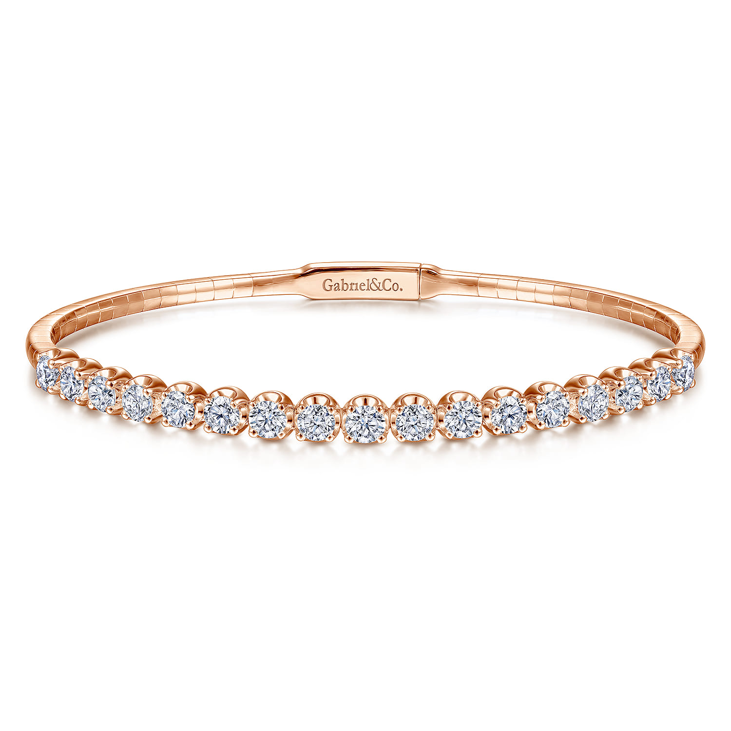 Demure - 14K Rose Gold Diamond Bangle - 2.25 ct - Shot 1