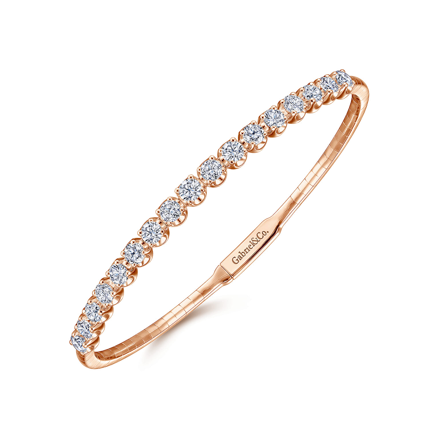 Demure - 14K Rose Gold Diamond Bangle - 2.25 ct - Shot 2