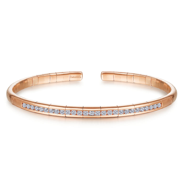 Demure - 14K Rose Gold Diamond Bangle - 0.65 ct - Shot 1