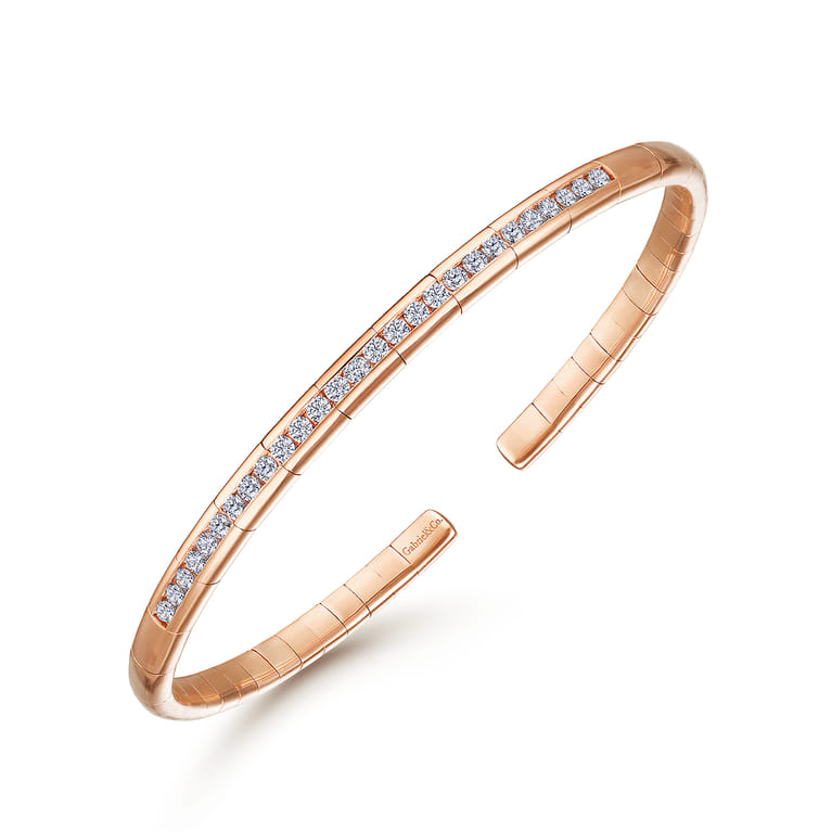 Demure - 14K Rose Gold Diamond Bangle - 0.65 ct - Shot 2