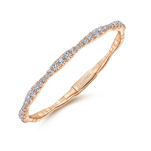 Demure - 14K Rose Gold Graduating Diamond Station Bangle