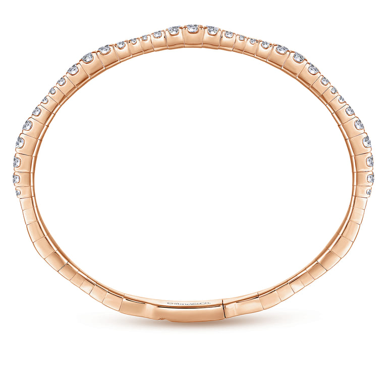 Demure - 14K Rose Gold Graduating Diamond Station Bangle - 2 ct - Shot 3