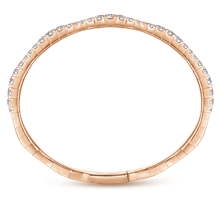 Demure - 14K Rose Gold Graduating Diamond Station Bangle - 1.87 ct - Shot 3