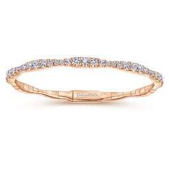 Demure - 14K Rose Gold Graduating Diamond Station Bangle