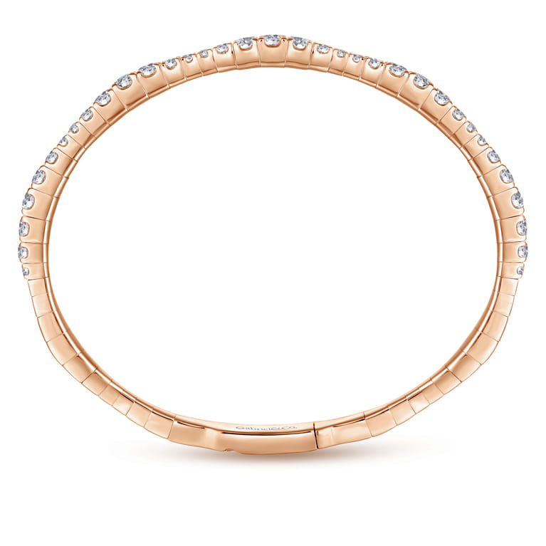 Demure - 14K Rose Gold Graduating Diamond Station Bangle - 2.15 ct - Shot 3