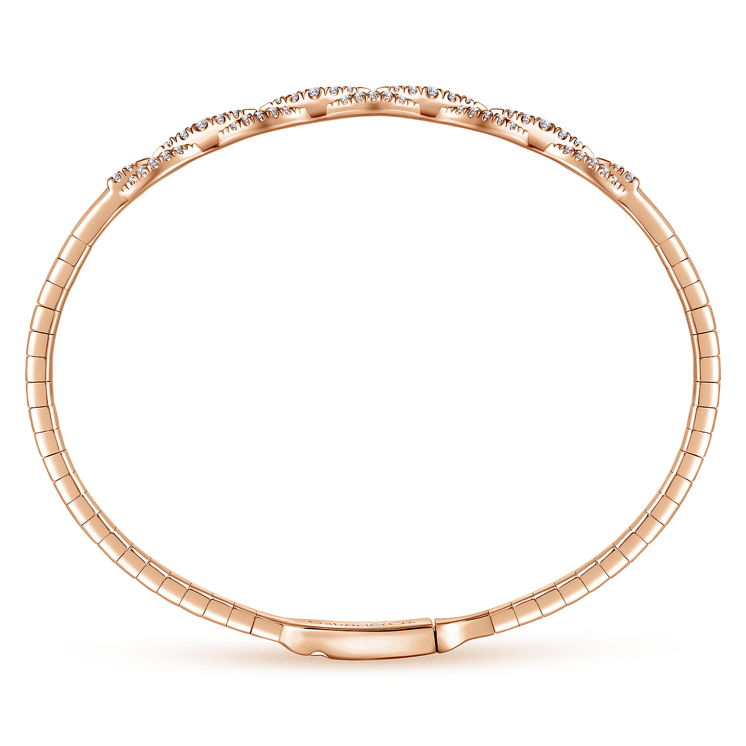 Demure - 14K Rose Gold Oval Link Diamond Bangle - 0.45 ct - Shot 3