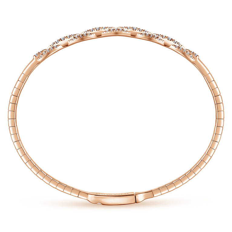Demure - 14K Rose Gold Oval Link Diamond Bangle - 0.45 ct - Shot 3