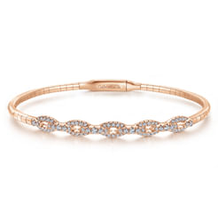 14K Rose Gold Oval Link Diamond Bangle